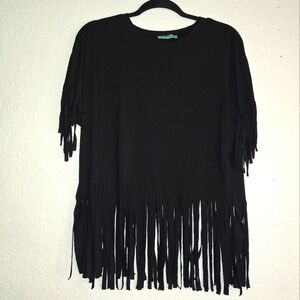 Sunshine & Rodeo Black Fringe Detail Top Western Rodeo Cowgirl  Medium